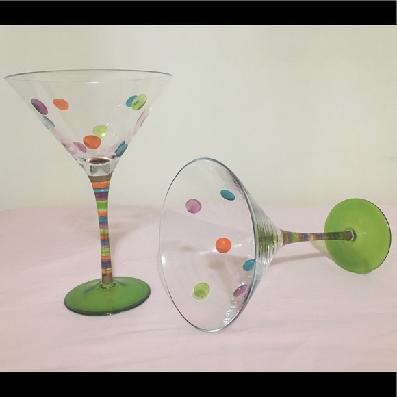 Pair of Beautiful Polka Dot Martini Glasses - Picture 4 of 4